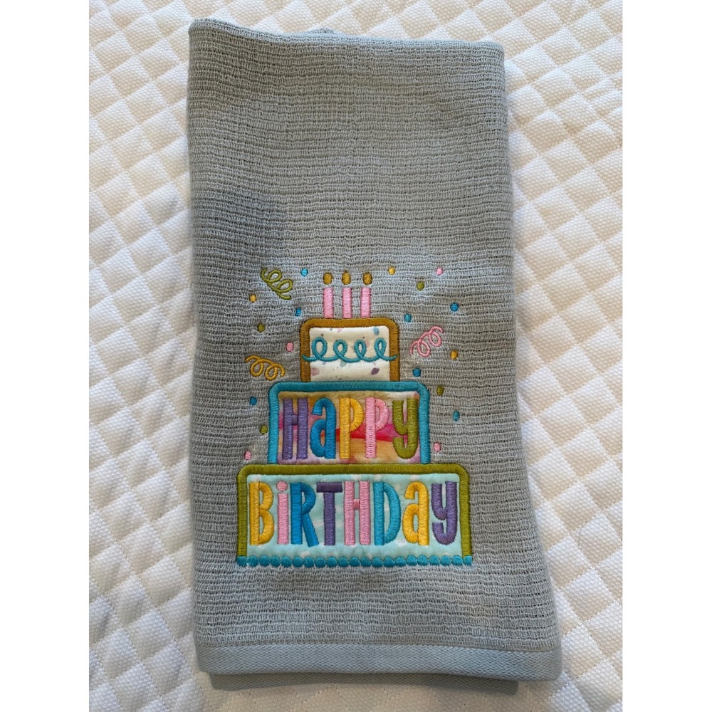 Home embroidery Hotel Premier Collection Happy Birthday Embroidered Hand Towel